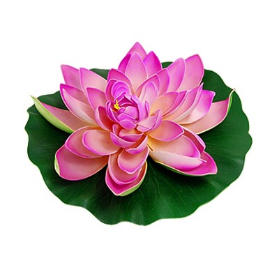 Unique Bargains Aquarium Landscaping Green Leaf Lotus Flower Decor