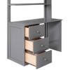Okak Twin Size Wood Bunk Bed with Built-in Wardrobe, Storage Drawers, Loft Bunk Bed with Desk for Teens, Easy Assemble, Gray - 3 of 4