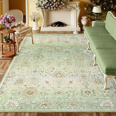 Lahome Vintage Full Coverage Classic Short Pile Velvet Rectangular Indoor Area Rug