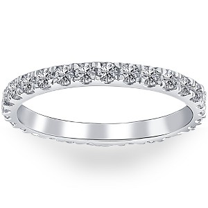 Pompeii3 7/8 ctw Diamond Eternity Ring Stackable French Prong Wedding Band 14k Gold White - 1 of 4