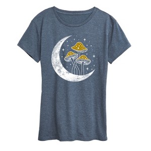 Women's - Instant Message - Crescent Moon With Mushrooms Short Sleeve Graphic T-Shirt - 1 of 4