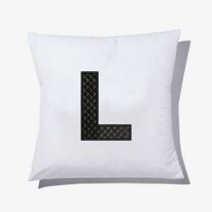 Personalization Mall Black Quilted Velour Initial Embroidered Applique Throw Pillow - 1 of 1