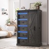 Tall Floor Cabinet with Sliding Barn Door, Farmhouse-Style Storage Cabinet - 4 of 4