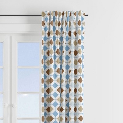 Bacati - Mod Diamonds Stripes, Aqua/Teal/Beige/Brown Argyle Diamonds Curtain Panel