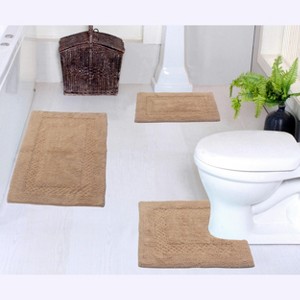 Set of 3 Classy Bathmat Collection Linen Cotton Tufted Bath Rug - Home Weavers - 1 of 4