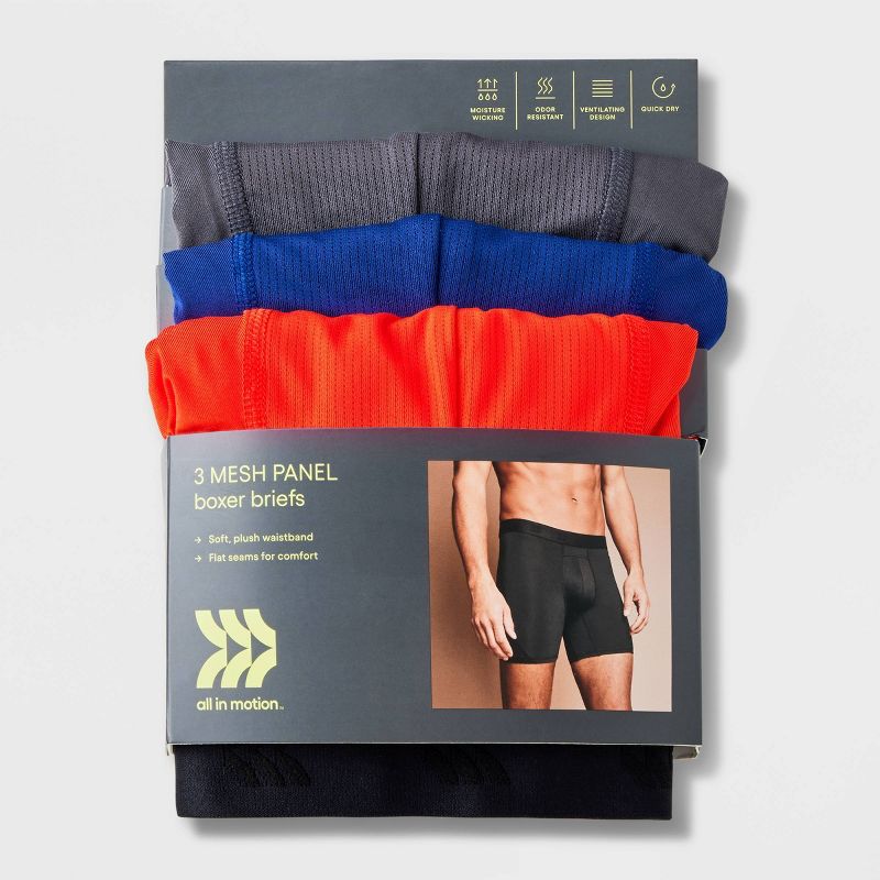 Men's Jersey Mesh Performance Boxer Briefs 3pk - All in Motion™, 4 of 7