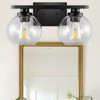 DORESshop 16 in. 2-Light Industrial Matte Black Bathroom Vanity Light, Open Globe Clear Glass Wall Sconce - 2 of 4