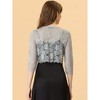 Allegra K Women's Elegant 3/4 Sleeve Sheer Floral Lace Cropped Bolero Shrugs - 4 of 4