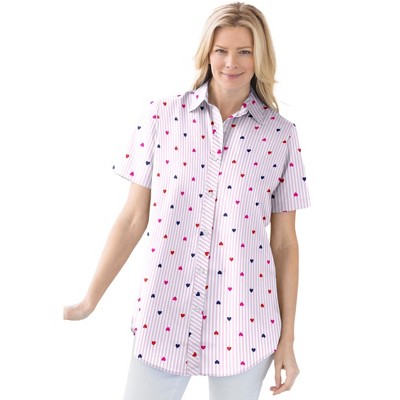 Woman Within Women's Plus Size Petite Perfect Short Sleeve Shirt