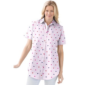 Woman Within Women's Plus Size Perfect Short Sleeve Shirt - 1 of 4