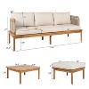 Christopher Knight Home Valencia Outdoor 3 Pieces Rustic Acacia Wood and Rope Weave Upholstered Seating Set - 3 of 4