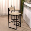 Paper Rope Woven Bar Stools Set of 2,Hand Weave Armless Counter Stool with Footrest for Kitchen Island, Dining Room-Cuddlewood - 3 of 4