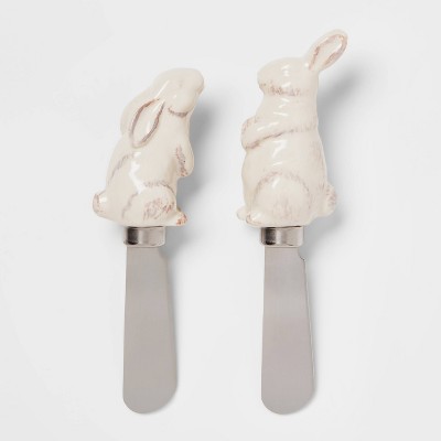 Photo 1 of 2pc Stainless Steel Bunny Cheese Spreader Tool Set - Threshold