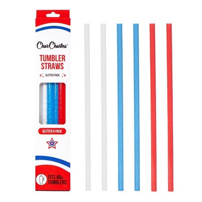 CharCharms 6pk 40oz Americana Glitter Straws