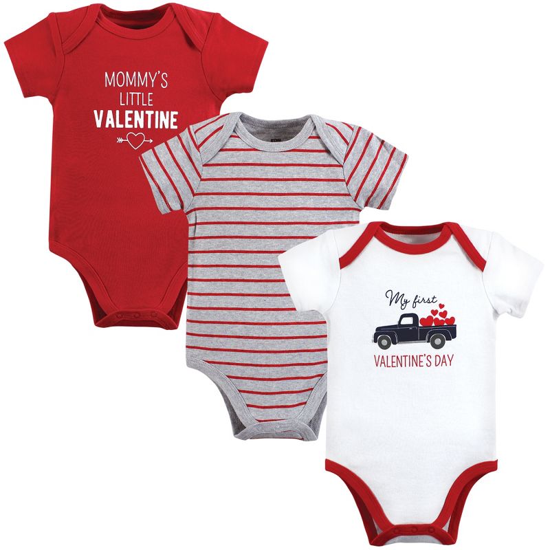Hudson Baby Infant Boy Cotton Bodysuits, Valentine Truck, 1 of 7