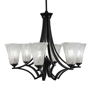 Toltec Lighting Zilo 6 - Light Chandelier in  Matte Black with 5.5" Fluted Italian Ice Shade - 1 of 1