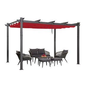 PURPLE LEAF Pergola Outdoor Retractable Pergola with Sun Shade Canopy Patio Metal Grape Trellis Pergola Grill Shelter Pergola for Porch Garden Yard - 1 of 4
