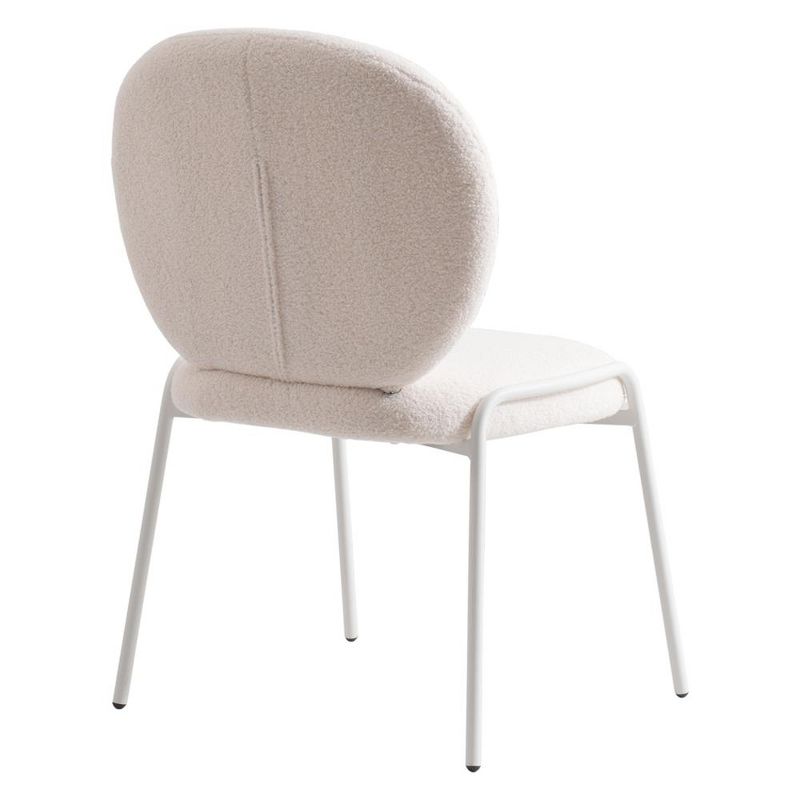 LeisureMod Celestial Modern Dining Chair in Upholstered Cotton Boucle with White Iron Frame, 4 of 6