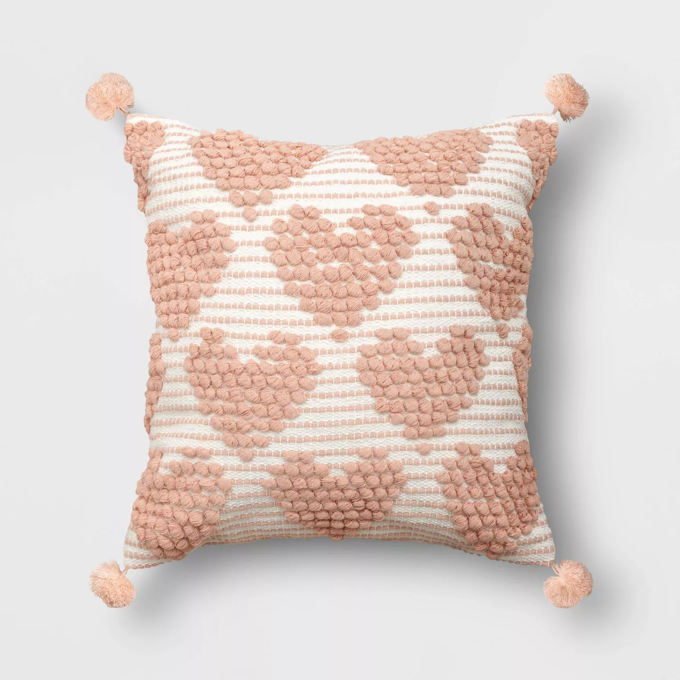 Square Valentine’s Day Hearts Pillow Cream/Blush - Opalhouse™ - image 1 of 8