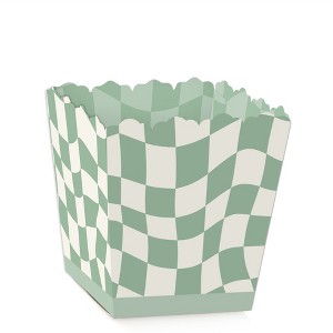 Big Dot of Happiness Sage Green Checkered Party - Party Mini Favor Boxes - Treat Candy Boxes - Set of 12 - 1 of 4