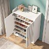 ORRD 29.6” White & Gold Wooden Shoe Cabinet with Doors, 7-Tier Shoe Storage Organizer - 4 of 4