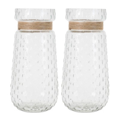 Texture Glass Vase with Jute Accent (Set of 2)