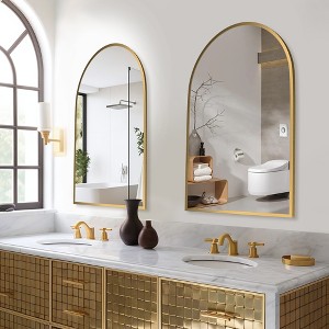 Wooakway 2-Piece Arch Top Metal Frame Bathroom Mirror Decorative Wall Mirror Modern Vanity Mirror for Bedroom Living Room - 1 of 4