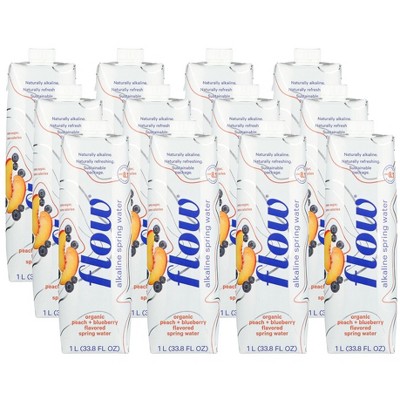 Flow Peach Blueberry Alkaline Spring Water - Case of 12/1 ltr