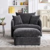 GDFStudio Sidney Modern 46" Chenille Upholstered Swivel Accent Chair with Ottoman and 3 Drawers - 2 of 4