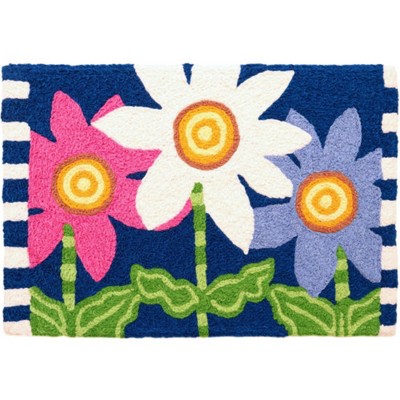 Jellybean Evening Daisies Washable Doormat – 20" x 30" Floral Indoor/Outdoor, Durable Accent Mat for Porch, Patio, or Entryway
