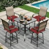 Aoodor 19x19x5 Inch Tufted Outdoor Chair Cushions, Water and Fade Resistant Polyester Dining Chair Pads with Ties for Patio Furniture, Set of 4 - 2 of 4