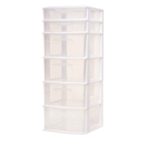 Homz Plastic 3 Clear Drawer Small Rolling Storage Container Tower, White  Frame & Reviews