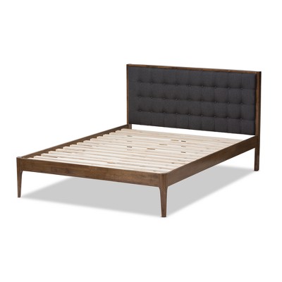 Jupiter Mid Tufted Platform Bed - Full - Gray - Baxton Studio