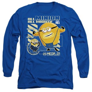 Men’s Despicable Me 4 Mega Minion Blueprint Blue Long Sleeve T-Shirt - 1 of 4