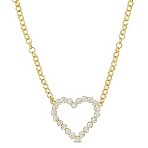 EVERLY JEWELRY | 18K Yellow Gold Plated Silver 7.5CT TGW Cubic Zirconia Heart Necklace, 18-inch - 1 of 4