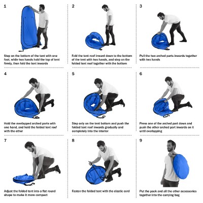 Blue Pop Up Privacy Tent with Carry Bag for Camping