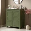 30 Inch Farmhouse Bathroom Vanity with Ceramic Sink, Olive Green Wood Cabinet with Adjustable Shelf,freestanding vanity - 2 of 4