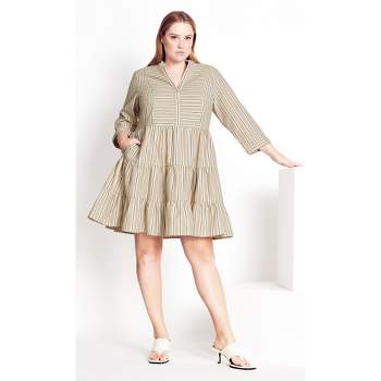 Women's Plus Size Serenity Stripe Dress - sand | AVENUE