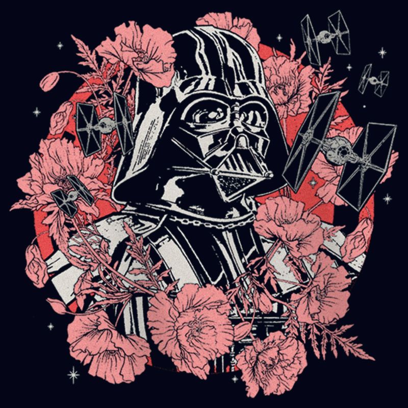Girl's Star Wars Floral Darth Vader With Tie Fighters T-Shirt, 2 of 5