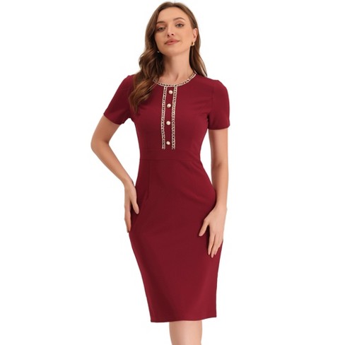 Allegra K Women's Vintage Peplum Dress 3/4 Sleeves Belted Cocktail Sheath  Dresses