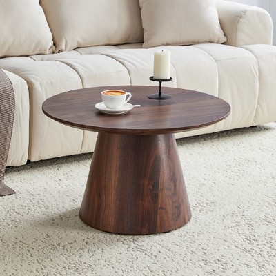 APRILSOUL25.60"medieval-modern style coffee table, featuring wood grain veneer, classic round coffee table