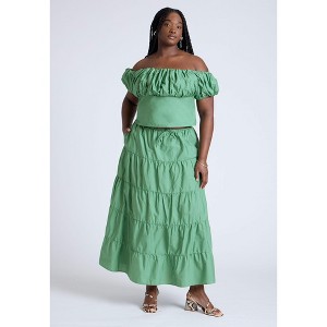 ELOQUII Tiered Maxi Skirt - 1 of 4