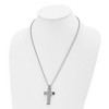 Black Bow Jewelry Men's Stainless Steel Textured Wave Design Cross Necklace, 22 Inch - 3 of 4