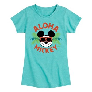 Girls' - Disney - Aloha Mickey Fitted Short Sleeve Graphic T-Shirt - 1 of 4