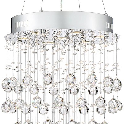 Modern Chrome Crystal Cascade Chandelier 20" Wide 7-Light Elegance