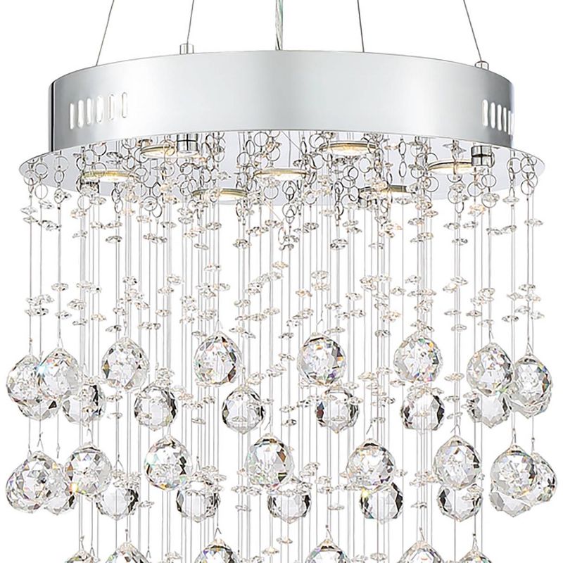 Vienna Full Spectrum Aida Chrome Chandelier Lighting 18" Wide Modern Pouring Crystal Glass Globes 7-Light Fixture for Dining Room House Kitchen Island, 3 of 6