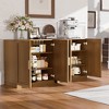 Dovelina Wooden Bookshelf with Doors Black Modern Bookshelf - 3 of 4
