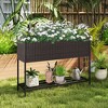 Tangkula Elevated Planter Box Raised Garden Bed w/ Rattan Surface Bottom Storage Shelf & Removable Liner - 2 of 4