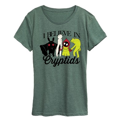 Women's - Instant Message - I Believe In Cryptids Short Sleeve Graphic T-Shirt