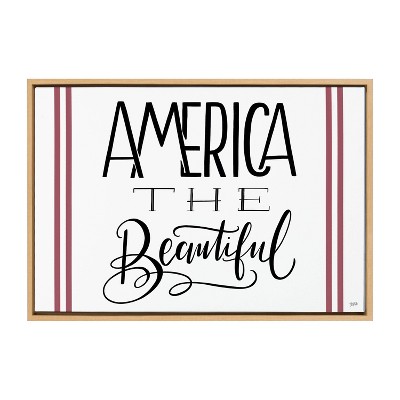 America The Beautiful Natural Wood Framed Canvas Print
